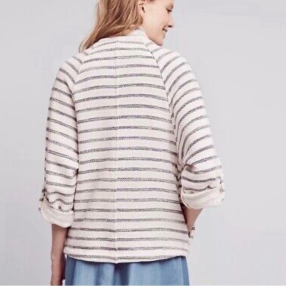 Anthropologie Dolan Left Coast Nautical Stripe Snap Button Knit Jacket, Size Med - Picture 2 of 15